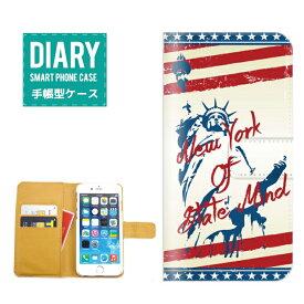 AQUOS EVER SH-04Gケース 手帳型 (L) 送料無料 アメリカ America デザイン 国旗 自由の女神 Statue of Liberty NEW YORK ニューヨーク オシャレ カラー レッド ブルー ホワイト オシャレ