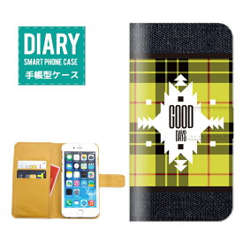 iPhone6 Plus ケース 手帳型 送料無料 チェック柄 デニム デザイン GOOD DAYS Denim チェック アメカジ オシャレ ブラウン ブルー ピンク グリーン レッド