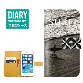 AQUOS Xx3 506SH ケース 手帳型 (L) 送料無料 SURF GOOD LIFE デザイン サーフ モノクロ ネイティブ ペイズリー SURF ヤシの木 Palm tree ALOHA アロハ ハワイアン 夕焼け オシャレ