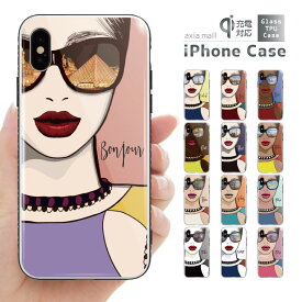 ガラスケース iPhone15 iPhone14 Pro Max iPhone13 mini Pro ケース 12 11 iPhone SE SE2 SE3 ケース スマホケース ガラス 強化ガラス 背面ガラス 耐衝撃 おしゃれ 海外 トレンド World Girl デザイン 女子 海外 サングラス リップ ファッション かわいい