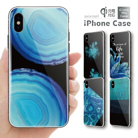 ガラスケース iPhone15 iPhone14 Pro Max iPhone13 mini Pro ケース 12 11 iPhone SE SE2 SE3 ケース スマホケース ガラス 強化ガラス 背面ガラス 耐衝撃 おしゃれ 海外 トレンド アート デザイン 幾何学模様 ブルー ターコイズ カラー 不思議 かわいい