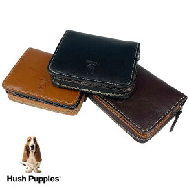 ハッシュパピー Hush Puppies 本革　レザー ラウンドファスナー 二つ折り財布 サイフ メンズ　HP0346