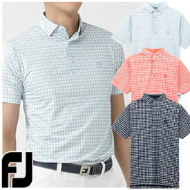【20春夏】フットジョイ FJ-S20-S10 フレイドギンガムプリント ライルシャツ（半袖ポロシャツ）【11585】