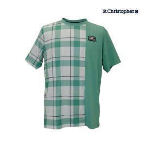 【ポスト投函対応】St.Christopher メンズ チェックゲームシャツ STC-BEM1421 2025SS アクアグリーン(AG) セントクリストファー MEN テニスウェア バドミントン ソフトテニス