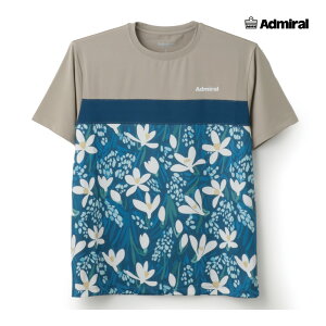【30日23時59分まで店内最大P10倍】ADMIRAL メンズ フロントライングラフィックTEE ATMA515-034 2025FW ブルー 吸水速乾 UVカット ストレッチ アドミラル MEN テニスウェア バドミント