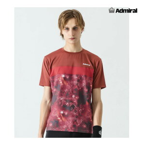 【30日23時59分まで店内最大P10倍】ADMIRAL メンズ フロントライングラフィックTEE ATMA515-040 2025FW レッド 吸水速乾 UVカット ストレッチ アドミラル MEN テニスウェア バドミント