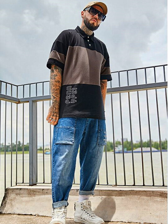 楽天市場 大きいサイズメンズ 半袖 おしゃれ加工 ファッションポロシャツ ビッグサイズメンズ インパクトがあるプリントが目を惹く レジャー お洒落 ビッグサイズの アヤコショップ