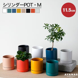 観葉植物 植木鉢 シンプル かわいい おしゃれ 植え替え 白 小さい オーセ 11.5cm 3.5号 受皿付き 黒 青 緑 赤 黄色 うすだいだい グレー 陶器 無印 ミニサイズ 丸 ミニ 陶器鉢 鉢カバー ポット ミニグリーン 室内 ガーデンニング