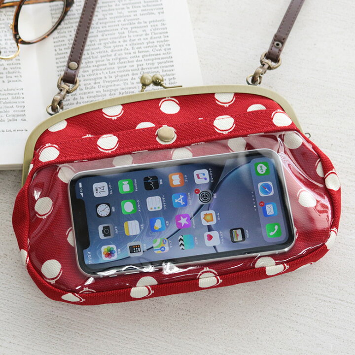 楽天市場】【在庫商品】がま口スマホショルダーバッグ【帆布・がま 