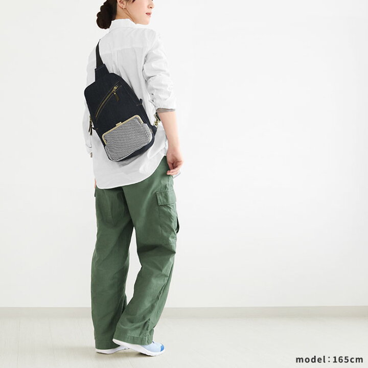 楽天市場】【在庫商品】縦型がま口ボディバッグ【デニム×ヒッコリー 
