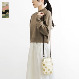 【在庫商品】がま口お散歩ポシェット【帆布・HAKUドット】 [M便 1/2] スマホショルダー ミニショルダー ミニバッグ ポシェット 斜め掛け 肩掛け ドット 水玉 箔 あやの小路 がま口 ギフト プレゼント レディース 女性 20代 30代 40代 50代 日本製 京都 がまぐち
