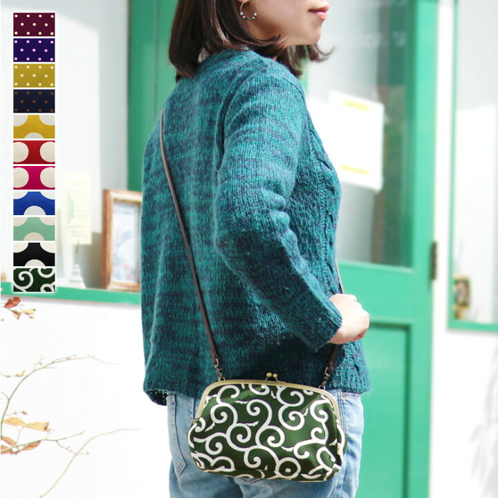 楽天市場】【在庫商品】がま口スマホショルダーバッグ【帆布・唐草 