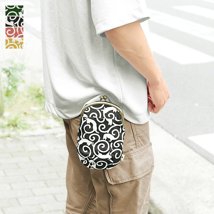 楽天市場 在庫商品 がま口チョークポーチ プラス ねこ唐草 M便 1 2 ベルトポーチ 収納ポーチ スマホ ねこ 猫 ネコ 唐草 唐草模様 和柄 あやの小路 がま口 ギフト プレゼント レディース メンズ 女性 男性 京都 がまぐち がま口の専門店 Ayanokoji