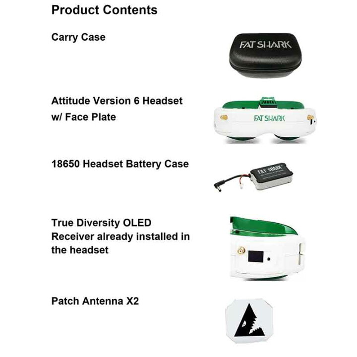楽天市場】FatShark AttitudeV6 本体カラーホワイト・グリーン FPV 