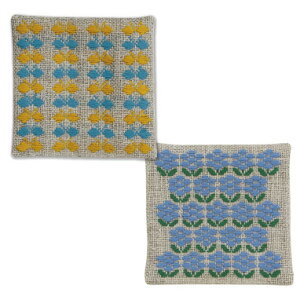 オリムパス  こぎん61 こぎん刺しコースター ちょうちょとお花畑