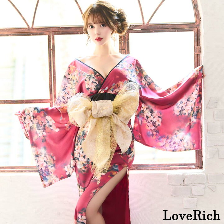 楽天市場】【高級ライン】0958小花柄 スリット ロング 豪華 帯 花魁 