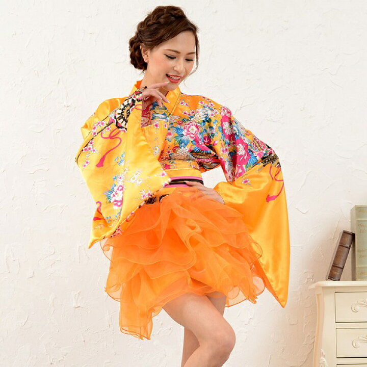 楽天市場】花魁 衣装 コスプレ 和柄 ドレス 着物 チュールスカート付  