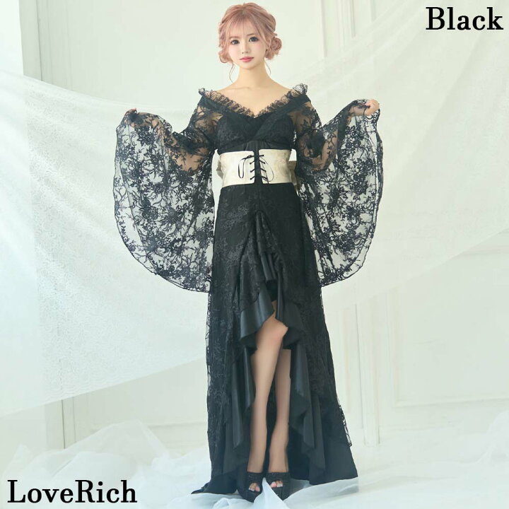 楽天市場】1113総レース コルセット風 フリル ロング 豪華 リボン 花魁  