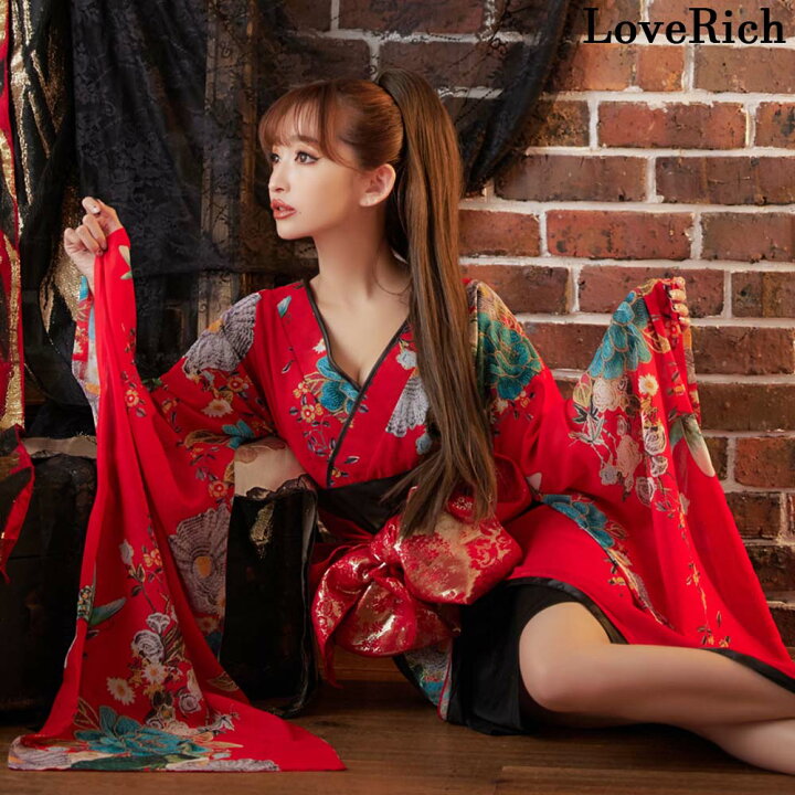 楽天市場】【SMLサイズ】1216花柄 シフォン 豪華 花魁 着物 ドレス  