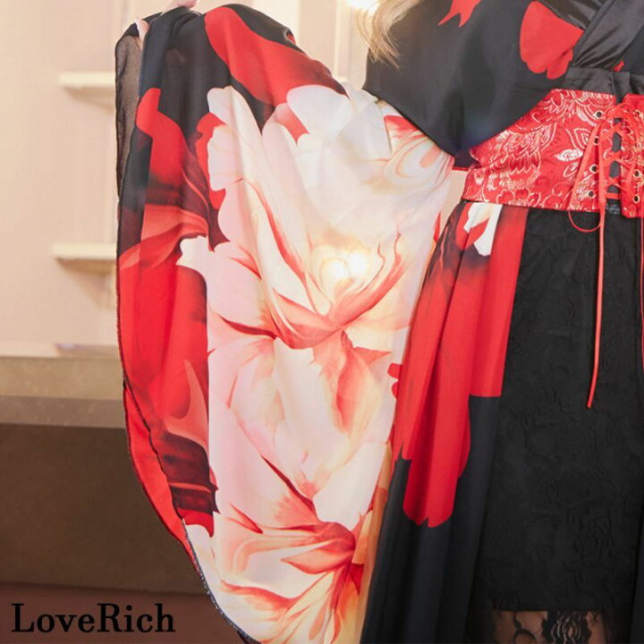 楽天市場】1340シフォン 和柄 コルセット風 レースアップ ロング 花魁 