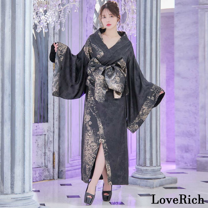 楽天市場】1312和柄 花柄 オフショル ロング 豪華 帯 リボン 花魁 着物 