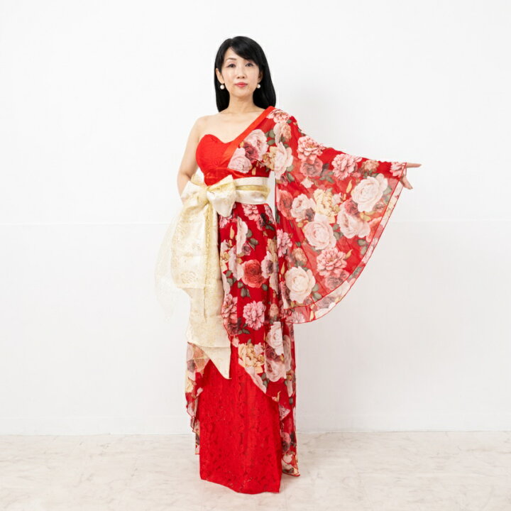楽天市場】0956シフォン レース 豪華 ロング 花魁 着物 ドレス 