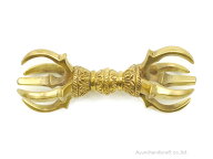 チベット密教法具ヴァジュラ・バジュラ・金剛杵・ドルジェ・五鈷杵（vg009/ゴールドカラー/8.5cm）