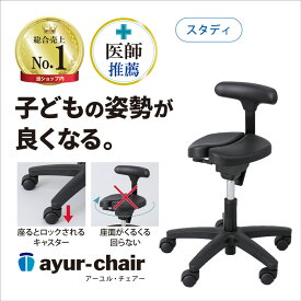 公式 子供 学習 姿勢矯正 集中力 腰痛対策 勉強 固定 疲れない コンパクト 前傾姿勢 姿勢が良くなる 骨盤矯正 骨盤サポート アーユルチェアー キャスタータイプ　スタディ (支柱回転ロック・座るとキャスター固定）