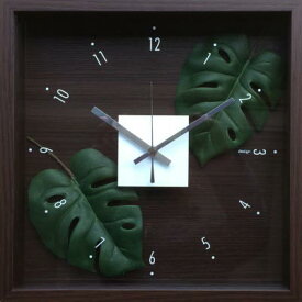 時計 デザイン クロック リーフ モンステラ/掛け時計 置き時計 ウォールクロック インテリア 壁掛け 時刻 ギフト プレゼント 新築祝い おしゃれ 飾る かわいい アート Mサイズ 巣ごもり