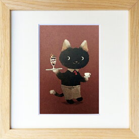 絵画 菜生(nao) 200シリーズ 猫 ねこカフェの店員さん プレゼント 飾る アート おしゃれ 壁掛け 絵