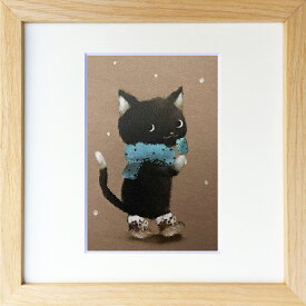 絵画 菜生(nao) 200シリーズ 猫 冬のチョコミント プレゼント 飾る アート おしゃれ 壁掛け 絵