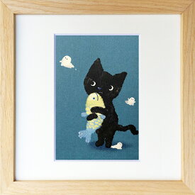 絵画 菜生(nao) 200シリーズ 猫 だれかいるの? プレゼント 飾る アート おしゃれ 壁掛け 絵