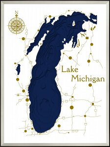 A[gt[ 3D}bvA[g ~VKB u[ (3D MAP ART Lake Michigan blue)/z z G A[g rO  gC CeA 킢 Ǐ ₵ v[g Mtg A[g