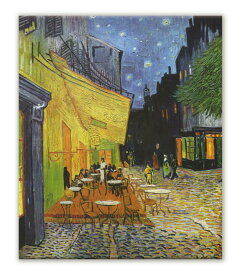 名画キャンバスアート フィンセント・ファン・ゴッホ 夜のカフェテラス （Vincent van Gogh）/額入り 額装込 絵画 アート リビング 玄関 トイレ インテリア かわいい 壁飾り 癒やし プレゼント ギフト アートパネル ポスター アートフレーム Sサイズ おしゃれ 壁掛け 絵