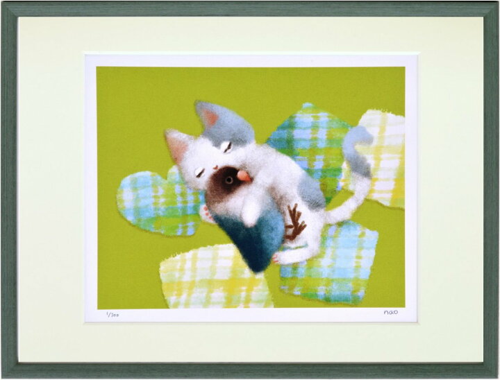 楽天市場 絵画 壁掛け 猫とぬいぐるみインコ 菜生 インテリア 壁掛け 額入り 額装込 風景画 油絵 ポスター アート アートパネル リビング 玄関 プレゼント モダン アートフレーム おしゃれ 飾る Mサイズ 巣ごもり 絵画 壁飾り 風景専門店あゆわら