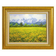 【スーパーSALE10％OFF】手描き油絵 室田 彰 信州菜の花畑 F10 画家本人手描き絵画/額入り 額装込 絵画 …