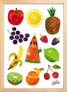 絵画 あおむしとフルーツ(Caterpillar With Fruits) エリック・カール(Eric Carle)/額入り 絵画 アート リビング 玄関 トイレ インテリア かわいい 壁飾り 癒やし プレゼント ギフト アートパネル ポス