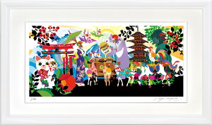 【抽選ポイント100%バック】絵画 ホラグチ カヨ new year インテリア 壁 に飾る絵 リビング 玄関 ギフト 子ども部屋 かわいい 元気になる絵 プレゼント アート フレーム付 壁飾り 額縁付き 御