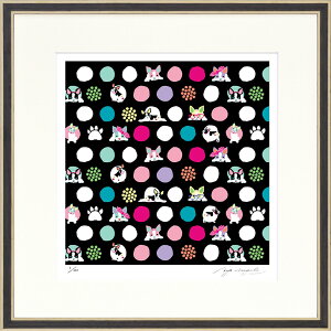 【抽選ポイント100%バック】絵画 ホラグチ カヨ Footmark dot Black インテリア 壁 に飾る絵 リビング 玄関 ギフト 子ども部屋 かわいい 元気になる絵 プレゼント アート フレーム付 壁飾り 額縁