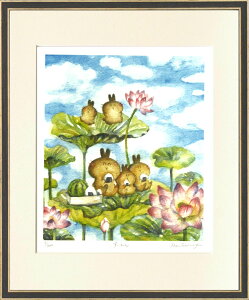 【抽選ポイント100%バック】絵画 とみなが まい すいれん インテリア 壁 に飾る絵 リビング 玄関 ギフト 子ども部屋 かわいい 元気になる絵 プレゼント アート フレーム付 壁飾り 額縁付き