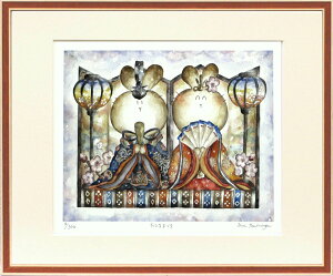 【抽選ポイント100%バック】絵画 とみなが まい おひなまつり インテリア 壁 に飾る絵 リビング 玄関 ギフト 子ども部屋 かわいい 元気になる絵 プレゼント アート フレーム付 壁飾り 額縁