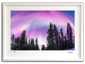 版画 絵画 ピンクオーロラ001 アラスカ/インテリア 額入り 額装込 風景画 油絵 ポスター アート アートパネル リビング 玄関 プレゼント モダン アートフレーム 飾る おしゃれ 壁掛け 絵