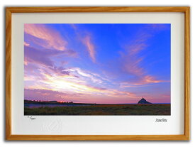 版画 絵画 夕焼けのモンサンミッシェル001 ノルマンディ/インテリア 額入り 額装込 風景画 油絵 ポスター アート アートパネル リビング 玄関 プレゼント モダン アートフレーム 飾る おしゃれ 壁掛け 絵