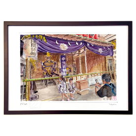 版画 こっち向いて！ (ゆきお)インテリア 壁掛け 額入り 風景画 ポスター アート リビング 玄関に飾る 風水 プレゼント モダン アートフレーム
