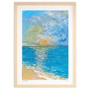 【抽選ポイント100%バック】版画 島の日の出 (Art Dream Awaji)インテリア 壁掛け 額入り 風景画 ポスター アート リビング 玄関に飾る 風水 プレゼント モダン アートフレーム