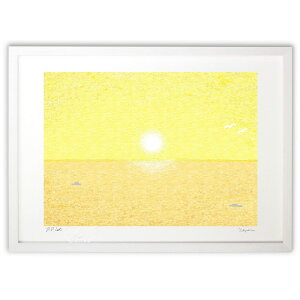 版画 夕方の海 (にーにゃん)インテリア 壁掛け 額入り 風景画 ポスター アート リビング 玄関に飾る 風水 プレゼント モダン アートフレーム