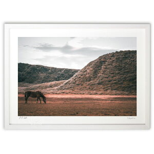 版画 草を喰む馬 (リヒャルト)インテリア 壁掛け 額入り 風景画 ポスター アート リビング 玄関に飾る 風水 プレゼント モダン アートフレーム