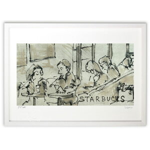 版画 Caf (megumi koyama)インテリア 壁掛け 額入り 風景画 ポスター アート リビング 玄関に飾る 風水 プレゼント モダン アートフレーム