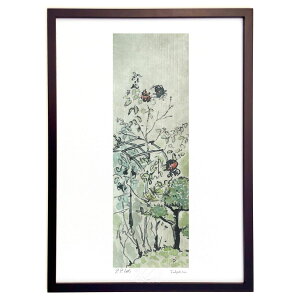 版画 Garden (megumi koyama)インテリア 壁掛け 額入り 風景画 ポスター アート リビング 玄関に飾る 風水 プレゼント モダン アートフレーム