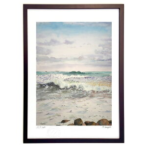 版画 波〜犬吠埼〜 (tama)インテリア 壁掛け 額入り 風景画 ポスター アート リビング 玄関に飾る 風水 プレゼント モダン アートフレーム